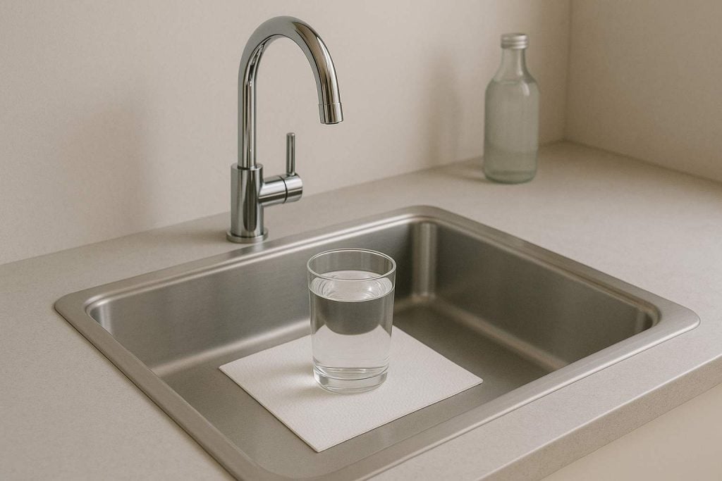 Why you should leave a glass and a sheet of paper in the sink when you go on vacation