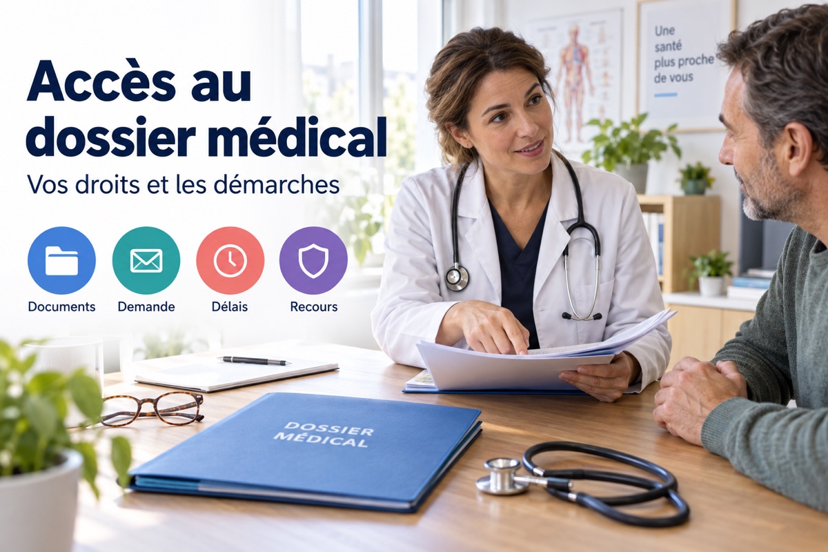 Une médecin explique son dossier médical à un patient dans un cabinet lumineux.