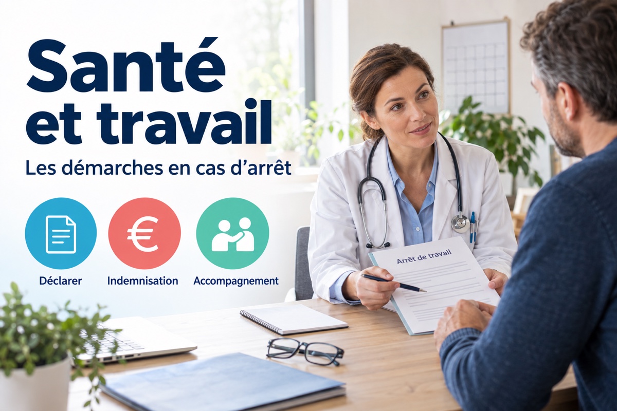 Une médecin accompagne un patient dans les démarches liées à un arrêt de travail pour raisons de santé.